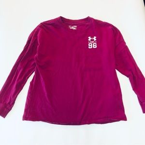 Under Armour Pink Long Sleeve Logo Tee - Girls L